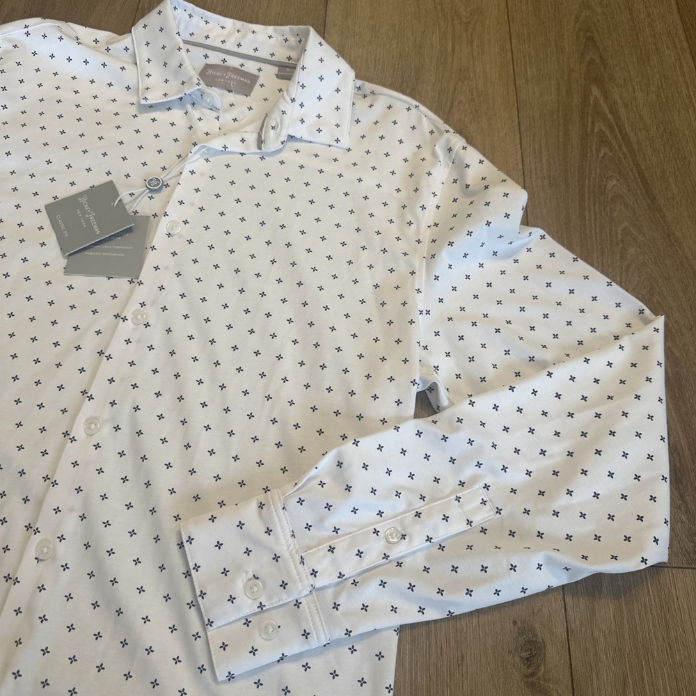 Hickey Freeman Men's Long Sleeve Button‎ Up Shirt Classic Fit Size Small